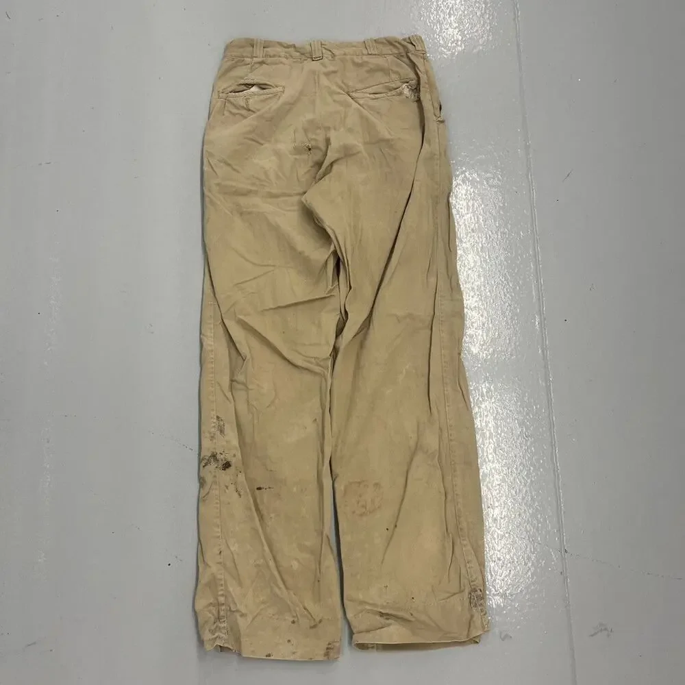 Vintage 50s Tan Sanforized Sail Cloth Workwear Chinos 28x30